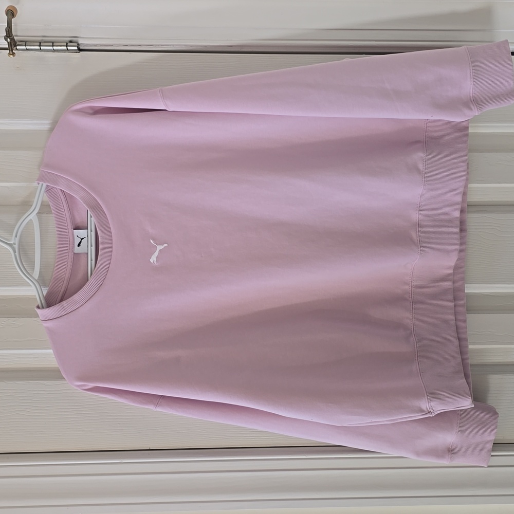 PUMA BRAND SIGNATURE WOMEN'S LIGHT PINK PULLOVER ATHLETIC SWEATSHIRT SIZE LARGE